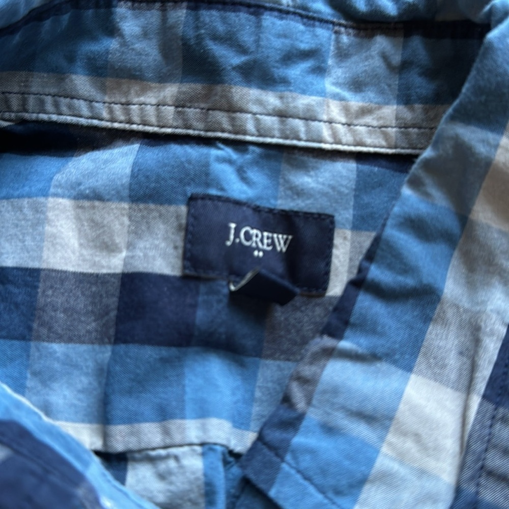J Crew Factory Button-Down check plaid Blue long sleeve size M
